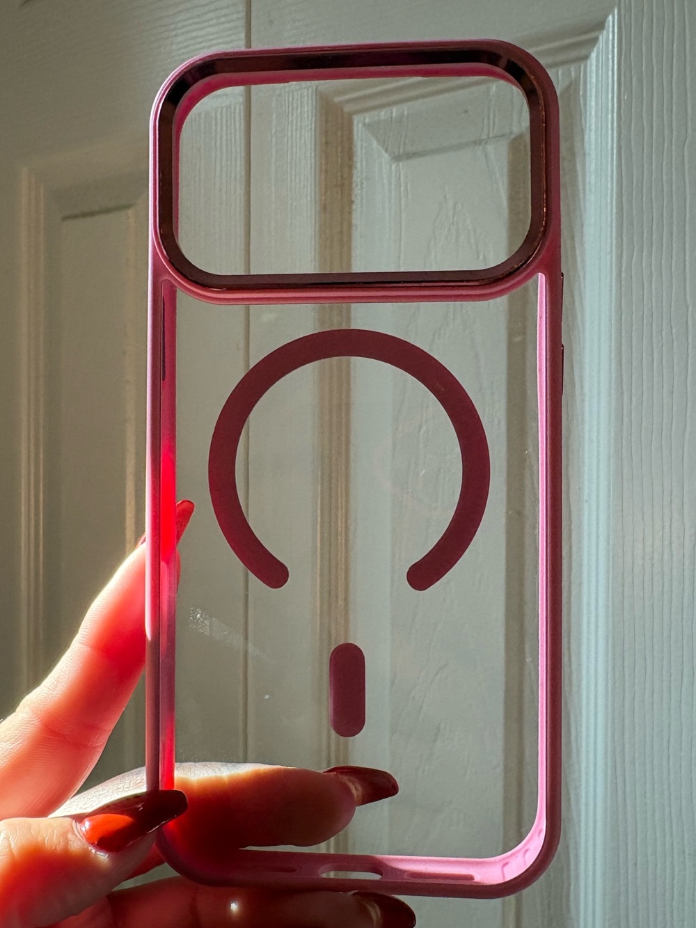 Pink Clear Phone Case with MagSafe Ring